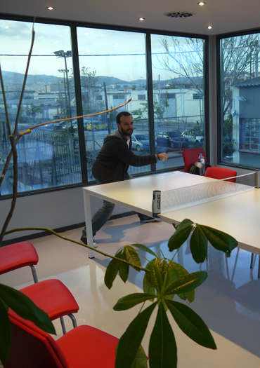 Daniel and Alex playing ping pong